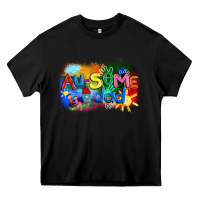 Black Au-some dad Autism Heavy Core Tee - FaDigitalArtStudio