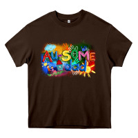 Chocolate Brown Au-some dad Autism Heavy Core Tee - FaDigitalArtStudio