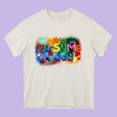 Au-some Dad Autism Heavy Core Tee Designed By Fadigitalartstudio