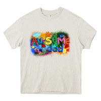 Cream Au-some dad Autism Heavy Core Tee - FaDigitalArtStudio