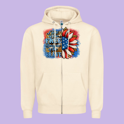 Patriotic Sunflower Land Of The Free Zipper Hoodie Designed By Jasminsmagicworld