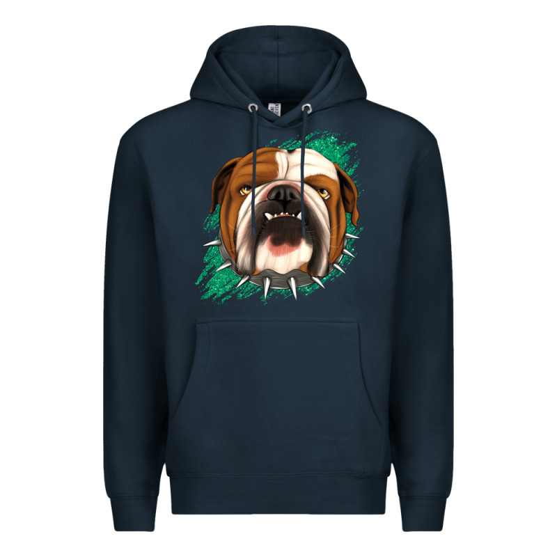 Bulldog Green Glitter Premium Hoodie by Jasminsmagicworld | Teevron
