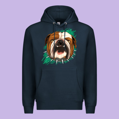 Bulldog Green Glitter Premium Hoodie Designed By Jasminsmagicworld