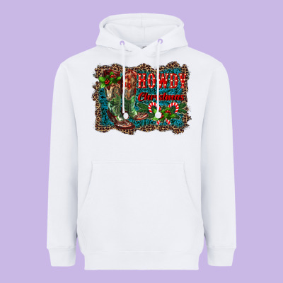 Howdy Christmas Boots Heavyweight Hoodie Designed By Ranaportraitstore