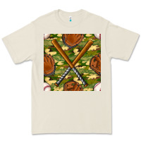 Bone baseball bat and gloves with camouflage seamless pattern Premium Tee - BundleAndBundleShop
