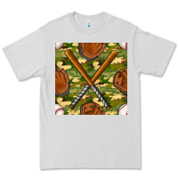 Dove Grey baseball bat and gloves with camouflage seamless pattern Premium Tee - BundleAndBundleShop