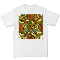 White baseball bat and gloves with camouflage seamless pattern Premium Tee - BundleAndBundleShop