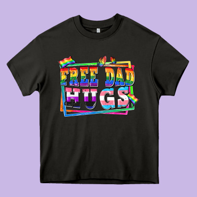 Free Dad Hugs Pride Heavy Core Tee Designed By Fadigitalartstudio