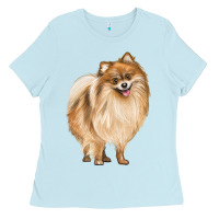 Baby Blue Pomeranian Dog Illustrations Ladies Tee - LillyAllenDesigns