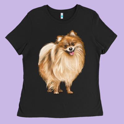 Pomeranian Dog Illustrations Ladies Tee Designed By Lillyallendesigns