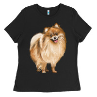 Black Pomeranian Dog Illustrations Ladies Tee - LillyAllenDesigns