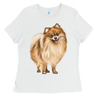 White Pomeranian Dog Illustrations Ladies Tee - LillyAllenDesigns