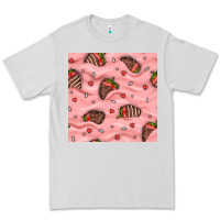 Dove Grey valentines day strawberries in cream seamless pattern Premium Tee - BundleAndBundleShop
