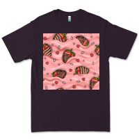 Plum valentines day strawberries in cream seamless pattern Premium Tee - BundleAndBundleShop