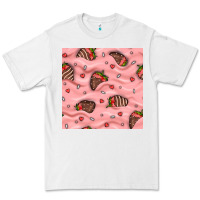White valentines day strawberries in cream seamless pattern Premium Tee - BundleAndBundleShop