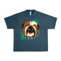 Midnight Navy Bulldog Green glitter Urban Heavy Tee - Jasminsmagicworld