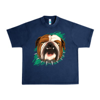 Navy Bulldog Green glitter Urban Heavy Tee - Jasminsmagicworld