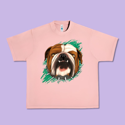 Bulldog Green Glitter Urban Heavy Tee Designed By Jasminsmagicworld