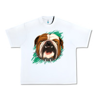 White Bulldog Green glitter Urban Heavy Tee - Jasminsmagicworld