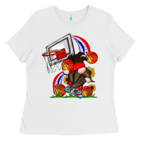 White Basketball Gnome Ladies Tee - CowhideDigitalArt