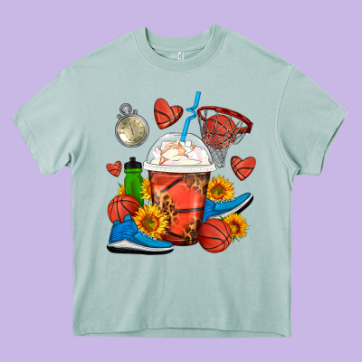 Basketball Frappe Coffee Heavy Core Tee Designed By Fadigitalartstudio