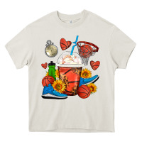Cream Basketball Frappe Coffee Heavy Core Tee - FaDigitalArtStudio