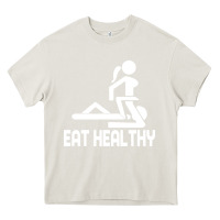 Cream eat healthy Heavy Core Tee - DesigneFamous
