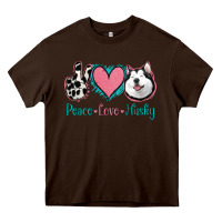 Chocolate Brown Peace Love Husky Heavy Core Tee - Jasminsmagicworld