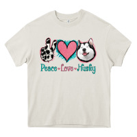 Cream Peace Love Husky Heavy Core Tee - Jasminsmagicworld