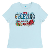 Baby Blue It's Freezing Season Ladies Tee - CowhideDigitalArt