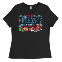 Black It's Freezing Season Ladies Tee - CowhideDigitalArt