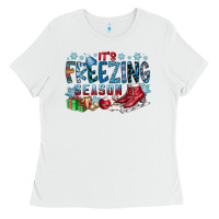 White It's Freezing Season Ladies Tee - CowhideDigitalArt