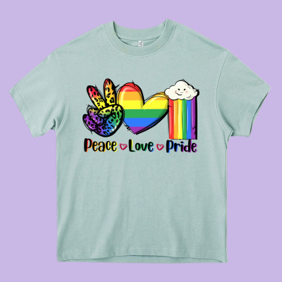 Peace Love Pride Heavy Core Tee Designed By Fadigitalartstudio
