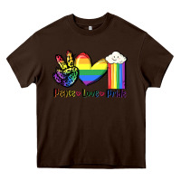 Chocolate Brown Peace love Pride Heavy Core Tee - FaDigitalArtStudio