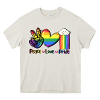 Cream Peace love Pride Heavy Core Tee - FaDigitalArtStudio