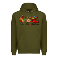 Army Green peace love Christmas Premium Hoodie - BarkalooDesign