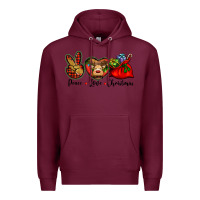 Burgundy peace love Christmas Premium Hoodie - BarkalooDesign