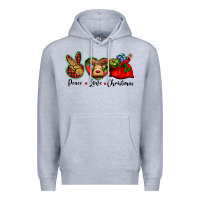 Heather Grey peace love Christmas Premium Hoodie - BarkalooDesign
