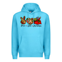 Ocean Blue peace love Christmas Premium Hoodie - BarkalooDesign