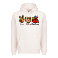 Pale Pink peace love Christmas Premium Hoodie - BarkalooDesign