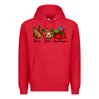 Red peace love Christmas Premium Hoodie - BarkalooDesign