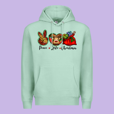 Peace Love Christmas Premium Hoodie Designed By Barkaloodesign