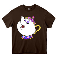 Chocolate Brown mrs potts Heavy Core Tee - DesigneFamous