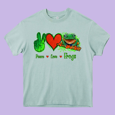 Peace Love Frogs Heavy Core Tee Designed By Jasminsmagicworld