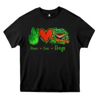 Black Peace Love Frogs Heavy Core Tee - Jasminsmagicworld