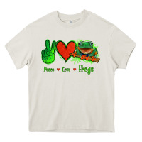 Cream Peace Love Frogs Heavy Core Tee - Jasminsmagicworld