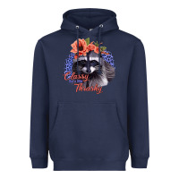Navy Classy But A Little Thrashy Racoon With Flowers Heavyweight Hoodie - Jasminsmagicworld