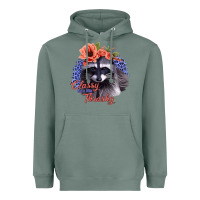 Sage Classy But A Little Thrashy Racoon With Flowers Heavyweight Hoodie - Jasminsmagicworld