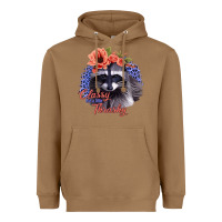 Toasted Coconut Classy But A Little Thrashy Racoon With Flowers Heavyweight Hoodie - Jasminsmagicworld
