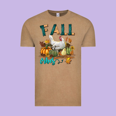 Fall Vibes Chicken Vintage Tee Designed By Lillyallendesigns